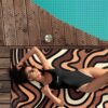 Beach towel being showcased by model