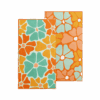 Retro floral gym towel Australia – white background, both full sides of towel showing