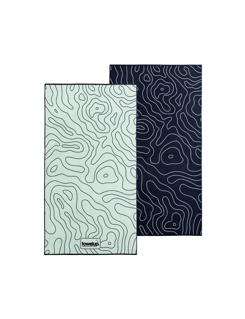 7 Midnight Topo eco gym towel Australia – white background, both full sides of towel showing
