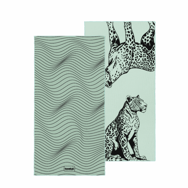 Wild harmony beach towel – white background, both full sides of towel showing